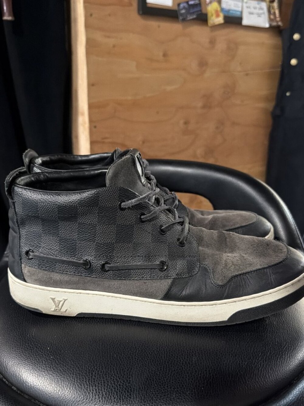 Louis Vuitton Damier Graphite High Top Sneakers LV 8.5 US 9.5 Italy